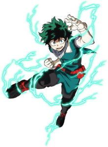 Izuku Midoriya con sus poderes transferidos por All Might